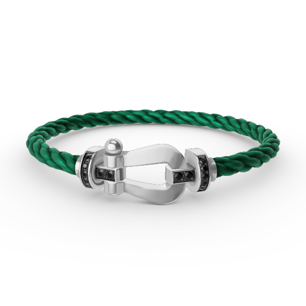 [⭐Hevara Jewelry]FORCE LARGE HORSESHOE BLACK DIAMOND BRACELET SILVER