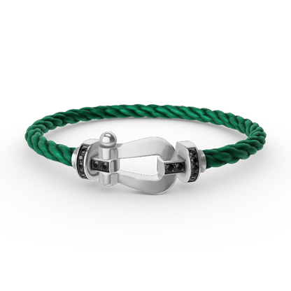 [⭐Hevara Jewelry]FORCE LARGE HORSESHOE BLACK DIAMOND BRACELET SILVER
