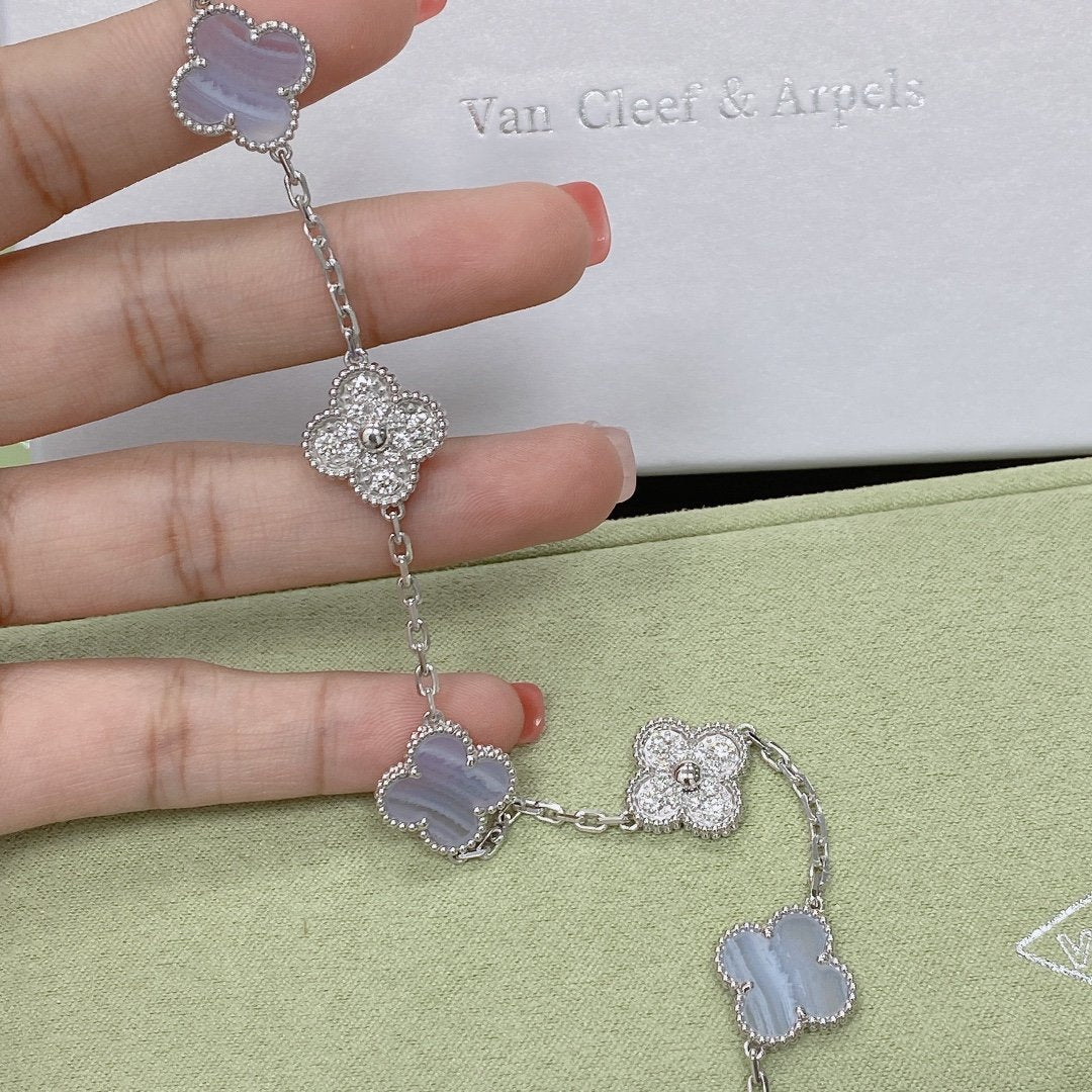 [⭐Hevara Jewelry] CLOVER 5 MOTIF PURPLE CHALCEDONY BRACELET COLLECTION