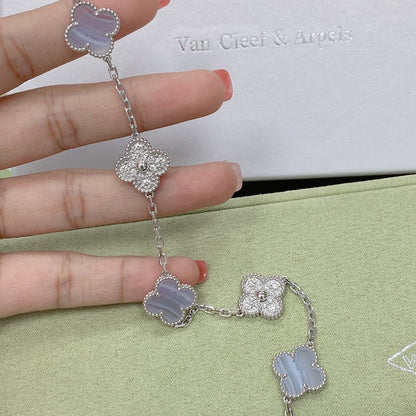 [⭐Hevara Jewelry] CLOVER 5 MOTIF PURPLE CHALCEDONY BRACELET COLLECTION