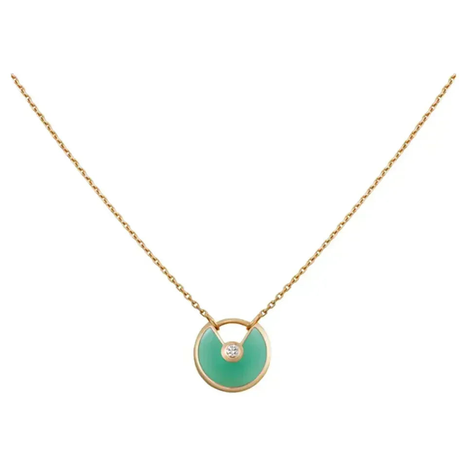 [⭐Hevara Jewelry]AMULETTE GOLD MALACHITE NECKLACE