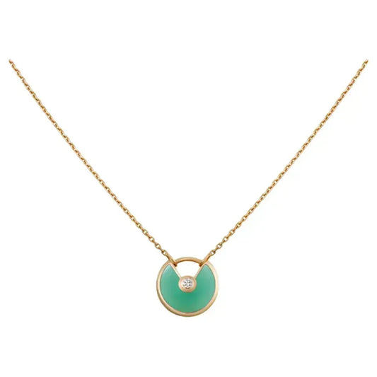 [⭐Hevara Jewelry]AMULETTE GOLD MALACHITE NECKLACE