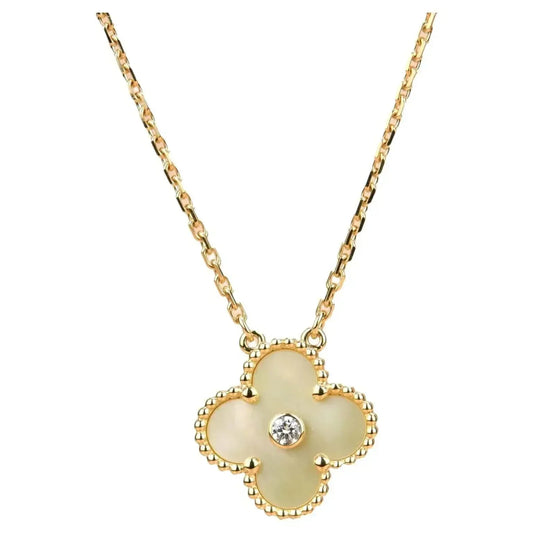 [⭐Hevara Jewelry]CLOVER 15MM DIAMOND GOLD MOTHER OF PEARL NECKLACE