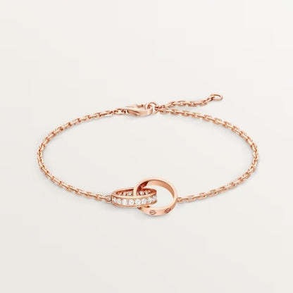 [⭐Hevara Jewelry]LOVE DOUBLE RING HALF DIAMOND BRACELET
