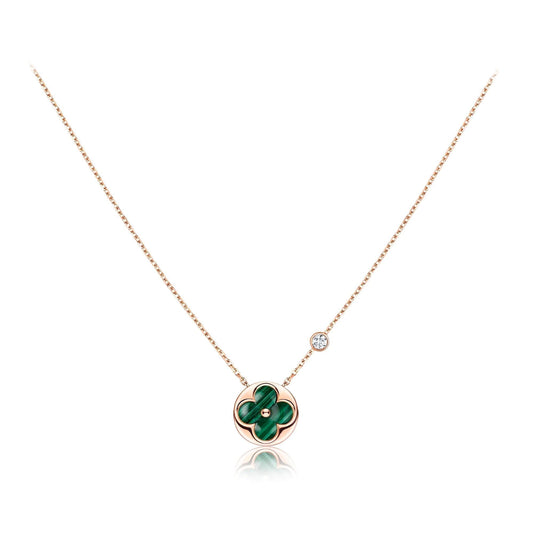[⭐Hevara Jewelry]SUN PEDANT PINK GOLD 1 DIAMOND NECKLACE