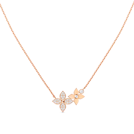 [⭐Hevara Jewelry]STAR BLOSSOM NECKLACE PINK GOLD DIAMONDS