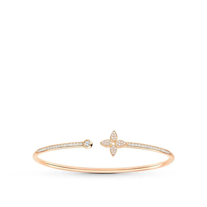 [⭐Hevara Jewelry]IDYLLE PINK GOLD OPEN BRACELET DIAMOND PAVED