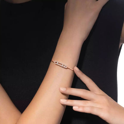 [⭐Hevara Jewelry]Move Pavé Diamond Bangle Bracelet M