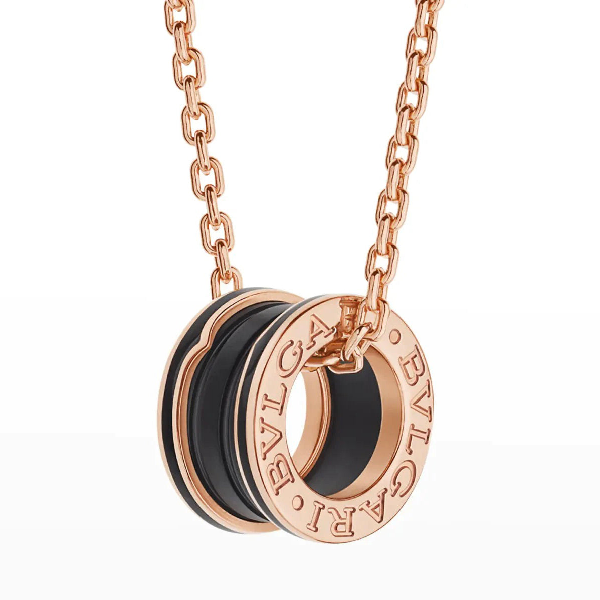 [⭐Hevara Jewelry]ZERO 1 BLACK CERAMIC PINK GOLD NECKLACE