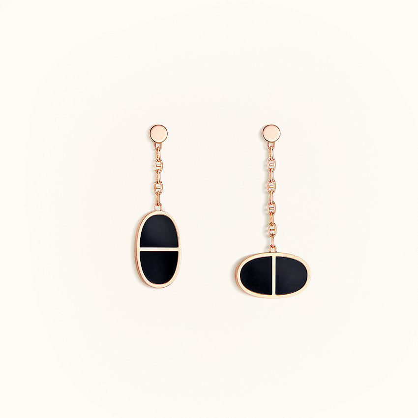 [⭐Hevara Jewelry]CHAINE VERSO BLACK CERAMIC EARRINGS