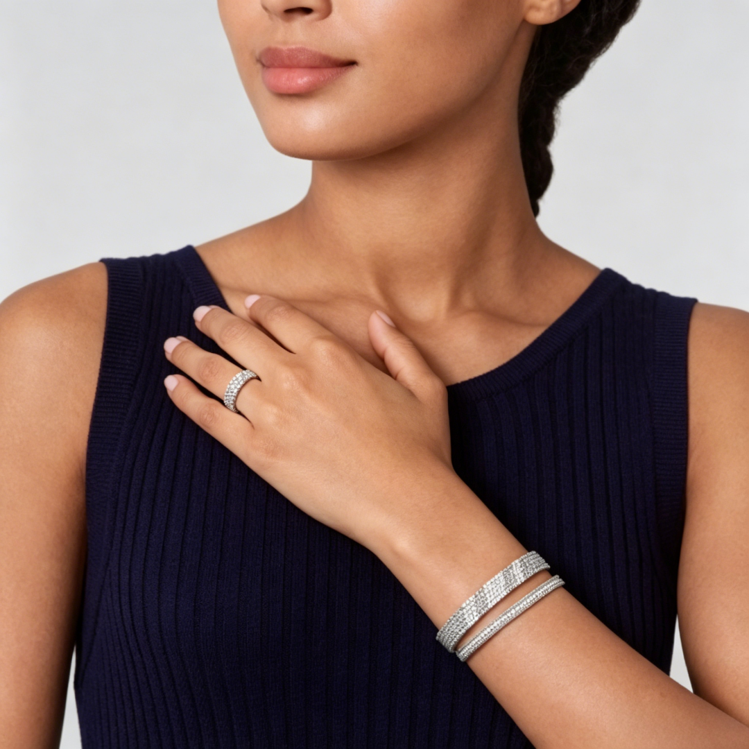 [⭐Hevara Jewelry] THREE-ROW DIAMOND RING