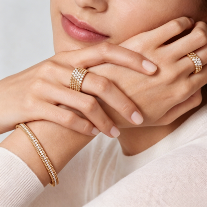 [⭐Hevara Jewelry] THREE-ROW DIAMOND RING