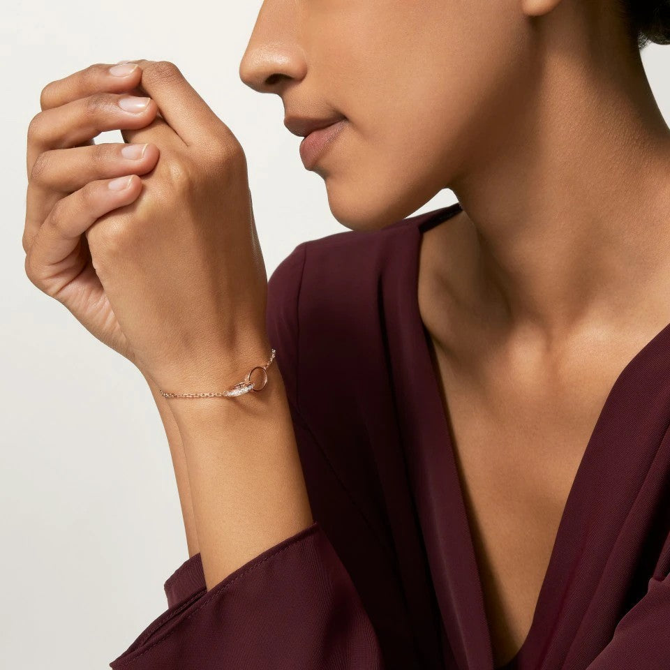 [⭐Hevara Jewelry]LOVE DOUBLE RING HALF DIAMOND BRACELET