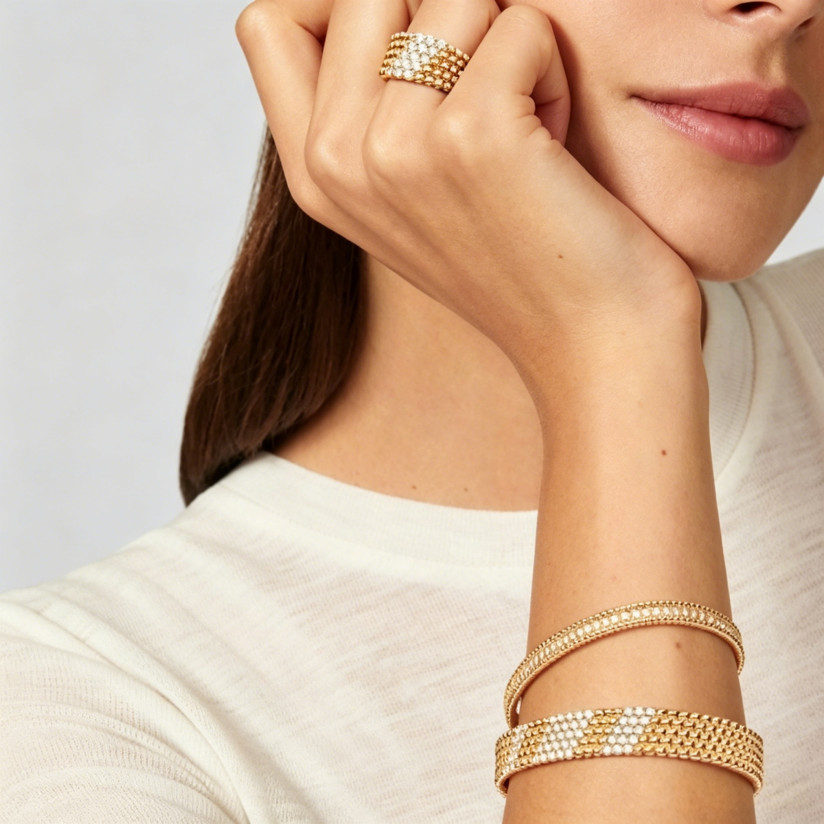 [⭐Hevara Jewelry]  FIVE-ROW DIAMOND BRACELET