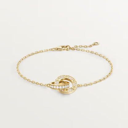 [⭐Hevara Jewelry]LOVE DOUBLE RING FULL DIAMOND BRACELET