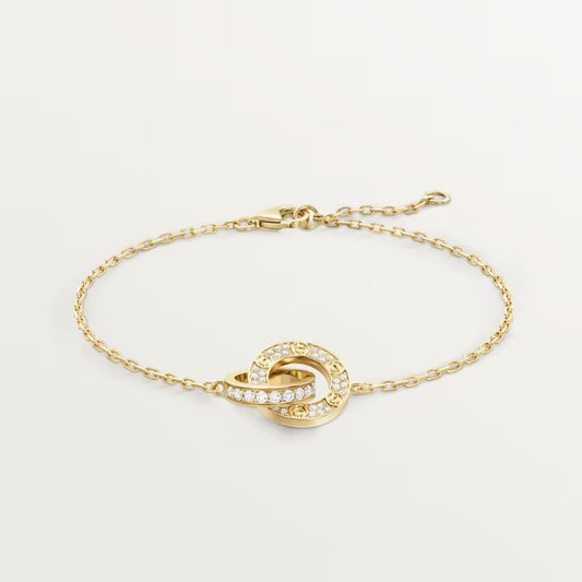 [⭐Hevara Jewelry]LOVE DOUBLE RING FULL DIAMOND BRACELET