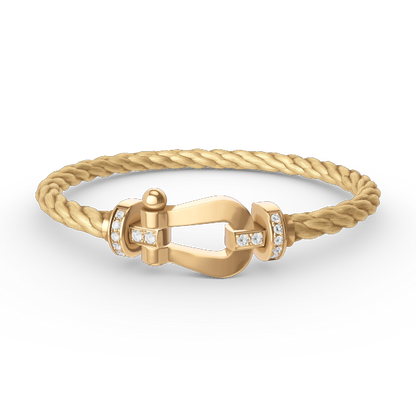[⭐Hevara Jewelry]FORCE LARGE HORSESHOE HALF DIAMOND BRACELET GOLD