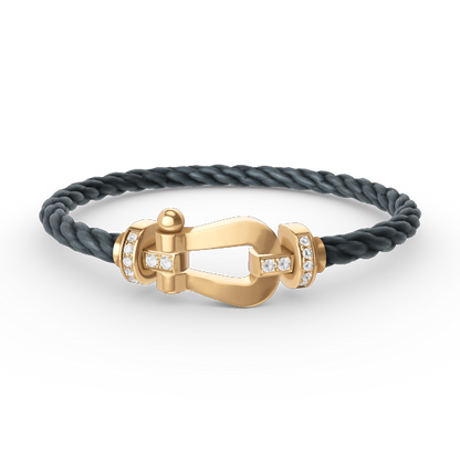 [⭐Hevara Jewelry]FORCE LARGE HORSESHOE HALF DIAMOND BRACELET GOLD