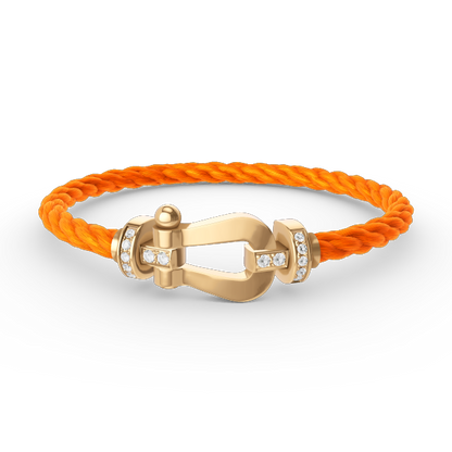 [⭐Hevara Jewelry]FORCE LARGE HORSESHOE HALF DIAMOND BRACELET GOLD