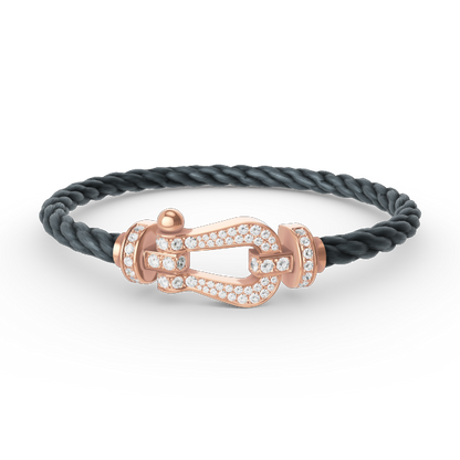 [⭐Hevara Jewelry]FORCE LARGE HORSESHOE FULL DIAMOND BRACELET ROSE GOLD