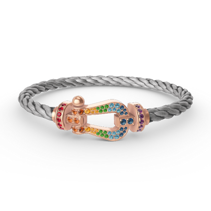 [⭐Hevara Jewelry]FORCE LARGE HORSESHOE  COLORED DIAMOND BRACELET ROSE GOLD