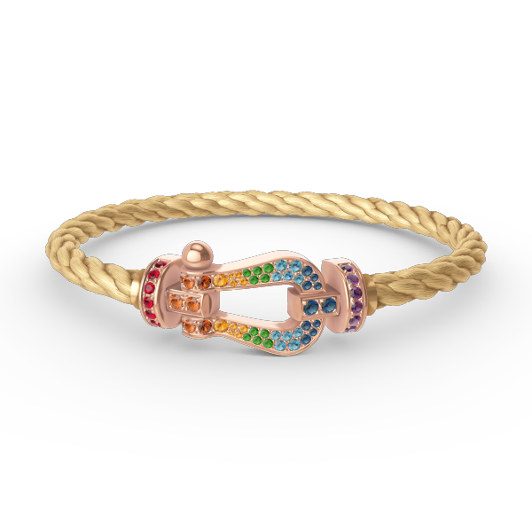 [⭐Hevara Jewelry]FORCE LARGE HORSESHOE  COLORED DIAMOND BRACELET ROSE GOLD