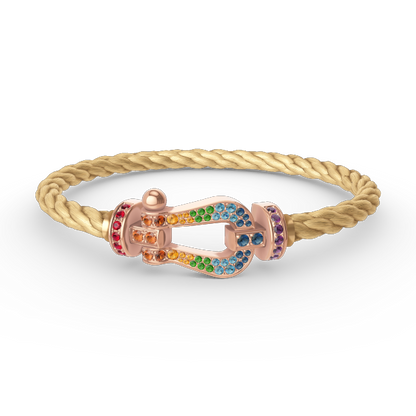 [⭐Hevara Jewelry]FORCE LARGE HORSESHOE  COLORED DIAMOND BRACELET ROSE GOLD