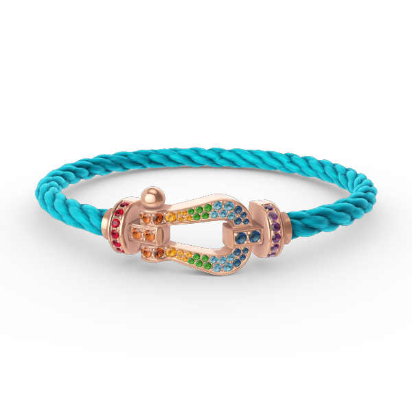 [⭐Hevara Jewelry]FORCE LARGE HORSESHOE  COLORED DIAMOND BRACELET ROSE GOLD