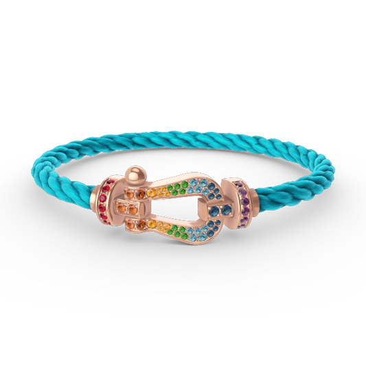 [⭐Hevara Jewelry]FORCE LARGE HORSESHOE  COLORED DIAMOND BRACELET ROSE GOLD