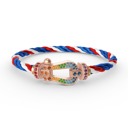[⭐Hevara Jewelry]FORCE LARGE HORSESHOE  COLORED DIAMOND BRACELET ROSE GOLD