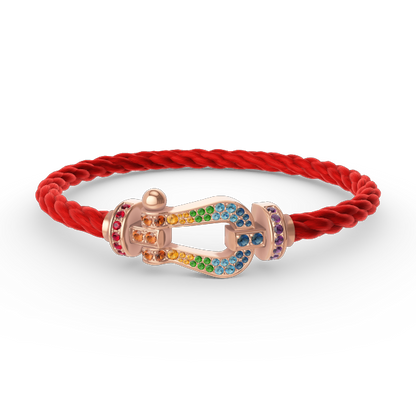 [⭐Hevara Jewelry]FORCE LARGE HORSESHOE  COLORED DIAMOND BRACELET ROSE GOLD