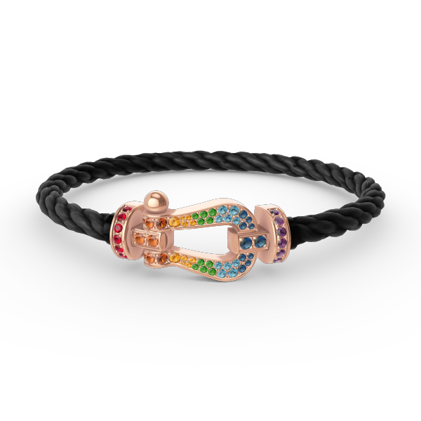[⭐Hevara Jewelry]FORCE LARGE HORSESHOE  COLORED DIAMOND BRACELET ROSE GOLD