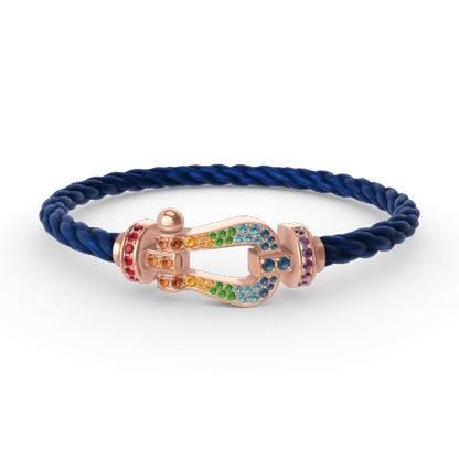 [⭐Hevara Jewelry]FORCE LARGE HORSESHOE  COLORED DIAMOND BRACELET ROSE GOLD