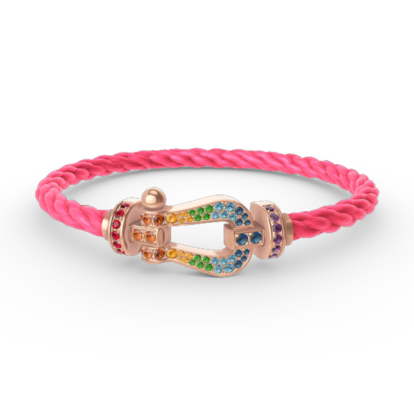 [⭐Hevara Jewelry]FORCE LARGE HORSESHOE  COLORED DIAMOND BRACELET ROSE GOLD