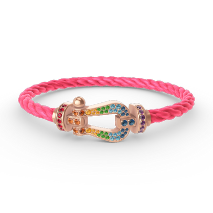 [⭐Hevara Jewelry]FORCE LARGE HORSESHOE  COLORED DIAMOND BRACELET ROSE GOLD
