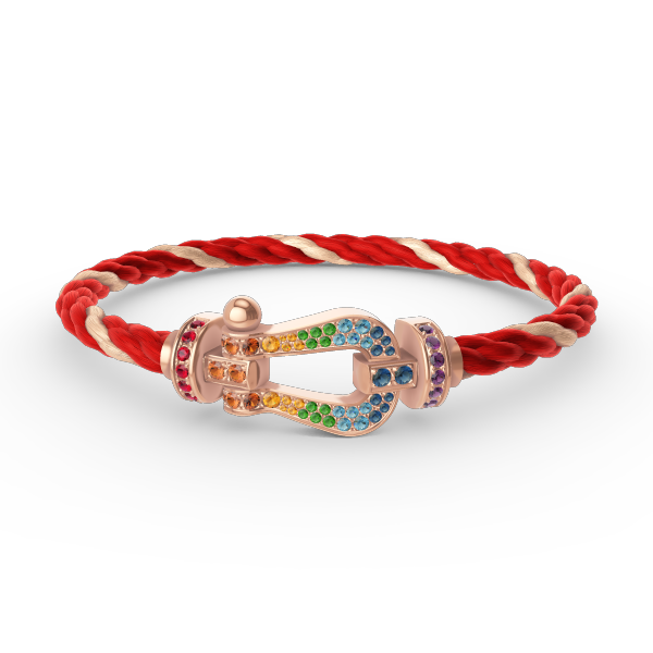 [⭐Hevara Jewelry]FORCE LARGE HORSESHOE  COLORED DIAMOND BRACELET ROSE GOLD