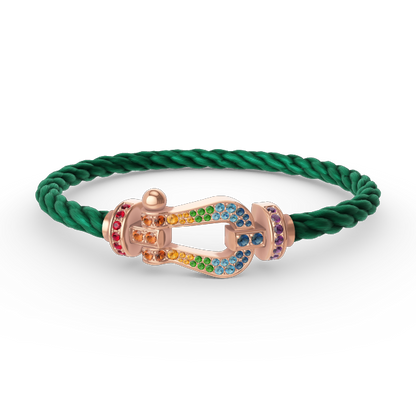 [⭐Hevara Jewelry]FORCE LARGE HORSESHOE  COLORED DIAMOND BRACELET ROSE GOLD