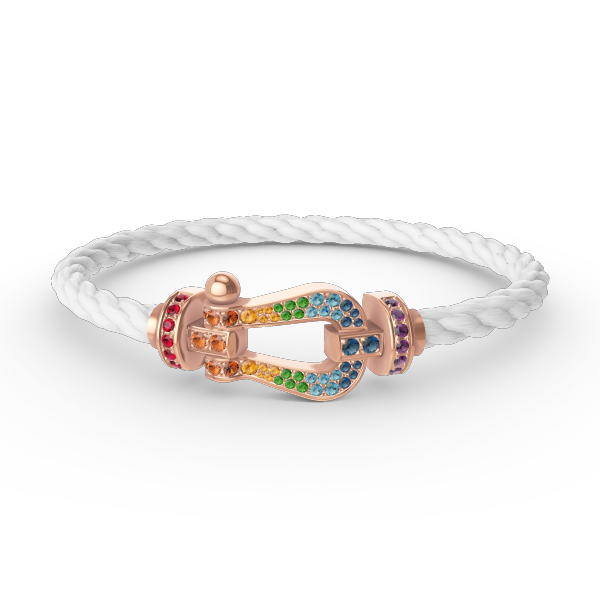[⭐Hevara Jewelry]FORCE LARGE HORSESHOE  COLORED DIAMOND BRACELET ROSE GOLD