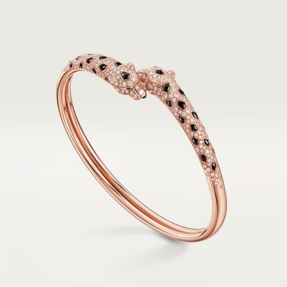 [⭐Hevara Jewelry]PANTHERE DOUBLE HEADED HALF DIAMOND OPEN BRACELET