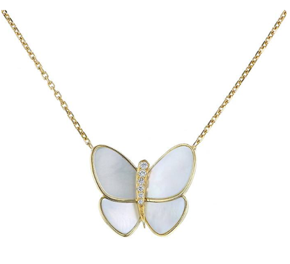 [⭐Hevara Jewelry]BUTTERFLY GOLD MOP DIAMOND NECKLACE