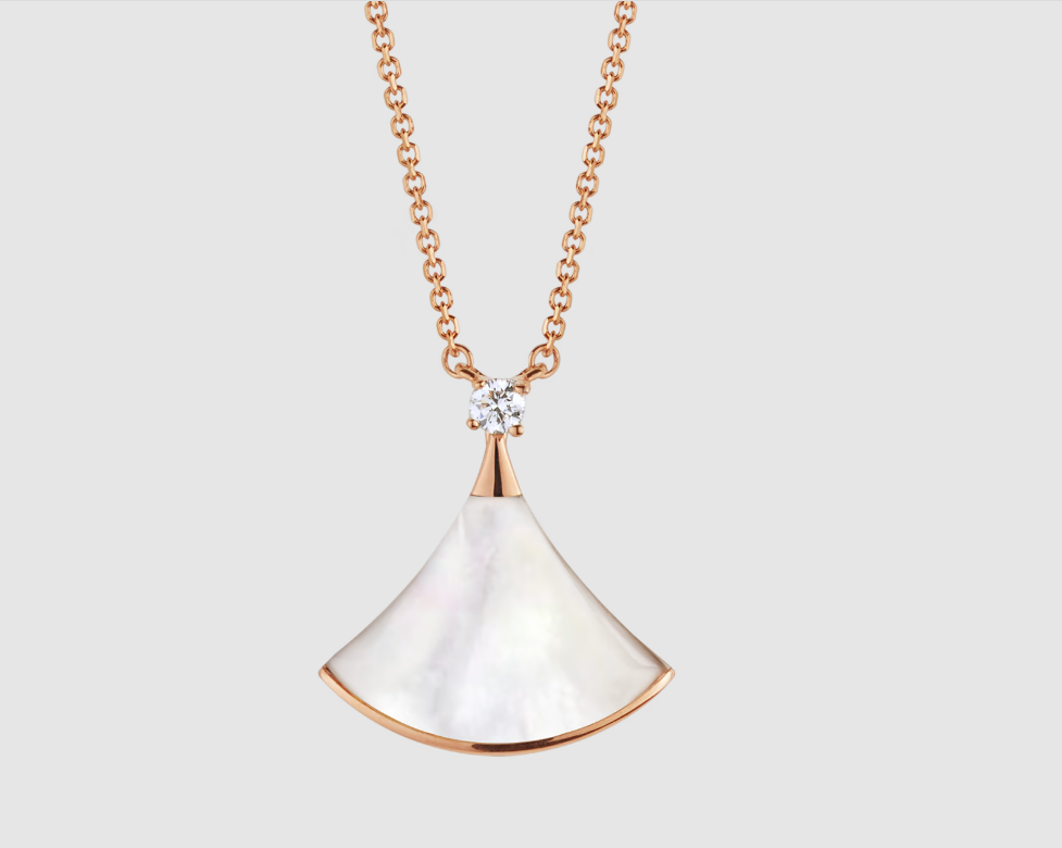 [⭐Hevara Jewelry]DREAM NECKLACE WHITE MOP PINK GOLD 1 DIAMOND