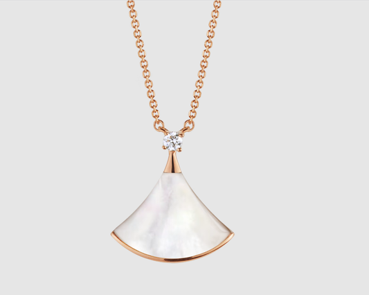 [⭐Hevara Jewelry]DREAM NECKLACE WHITE MOP PINK GOLD 1 DIAMOND