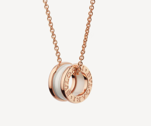 [⭐Hevara Jewelry]ZERO 1 WHITE CERAMIC PINK GOLD NECKLACE