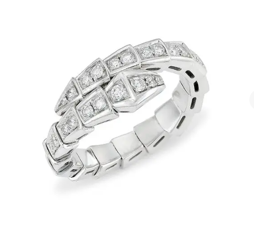 [⭐Hevara Jewelry]SERPENTI RING SILVER DIAMOND PAVED 4MM