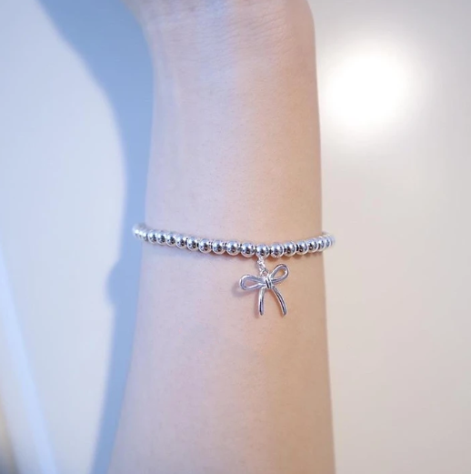 [Hevara Jewelry]STERLING SILVER BOW BEAD BRACELET
