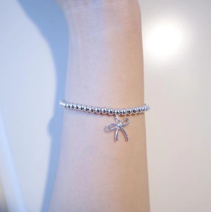 [Hevara Jewelry]STERLING SILVER BOW BEAD BRACELET