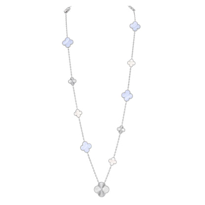 [⭐Hevara Jewelry]DETACHABLE CLOVER 15(11+4) FLOWER SILVER NECKLACE SET