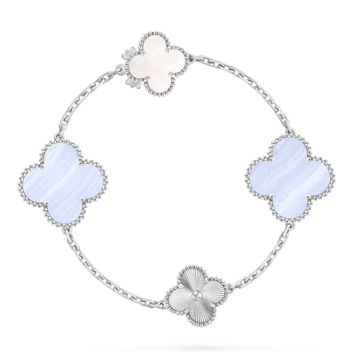 [⭐Hevara Jewelry]DETACHABLE CLOVER 15(11+4) FLOWER SILVER NECKLACE SET