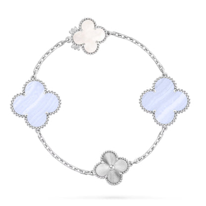 [⭐Hevara Jewelry]DETACHABLE CLOVER 15(11+4) FLOWER SILVER NECKLACE SET