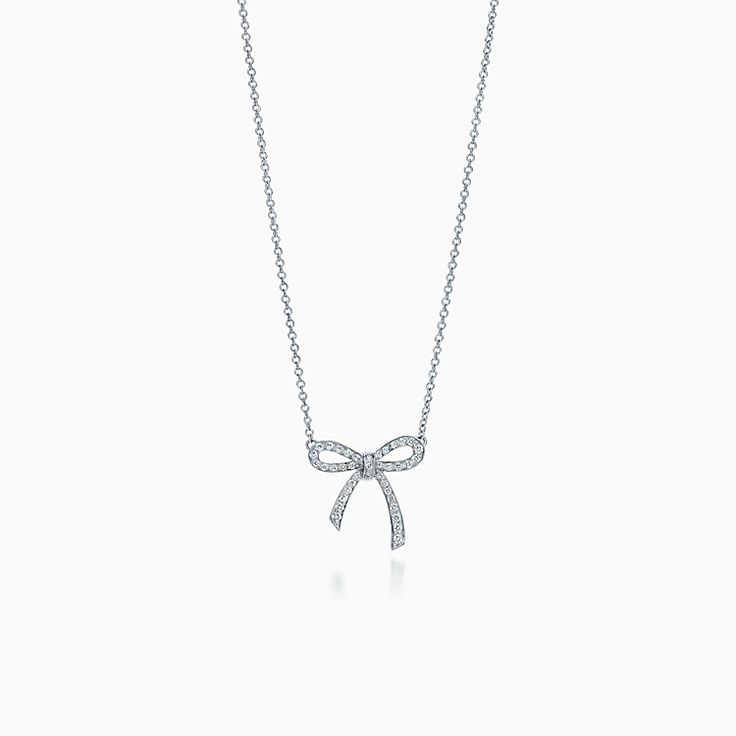 [Hevara Jewelry]RIBBON NECKLACE BOW PENDANT DIAMOND CHARM CHAIN